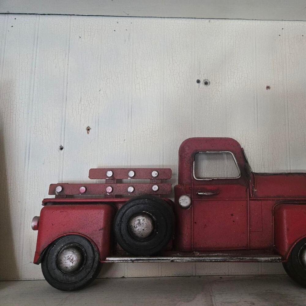 Red vintage truck wall art